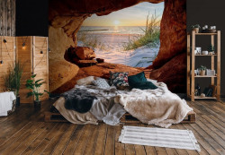 3D Hole Cave Landscape Beach wall mural - 14216