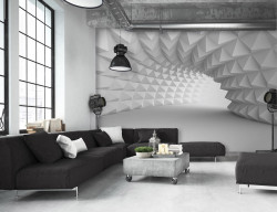 3D Spatial Tunnel White Optical wall mural - 14183