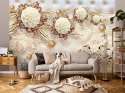 Abstract diamonds gold ornaments quilting wall mural - 14159