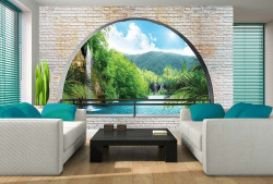 Arched river wall mural with 3d effect - 2837
