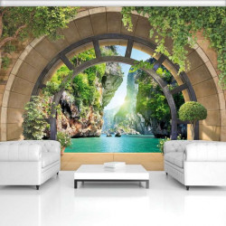 Arched walkthrough to the lake wall mural - 11552