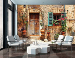 Colorful mediterranean patio wallpaper - 10388