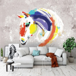 Colourful horse art graffiti wall mural - 14121