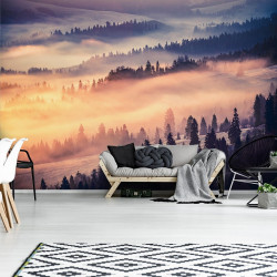 Deep misty forest landscape wallpaper - 13572