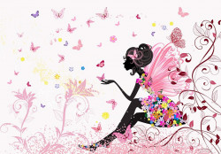 Kids Girl Fairy Butterflies Elf wall mural - 14173