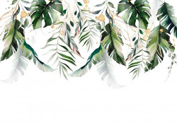 Nature leaves green gold botanical wall mural - 14128