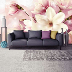 Pink accents floral photowall - 3505