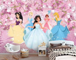 Princesses, wall mural in pink - 13236