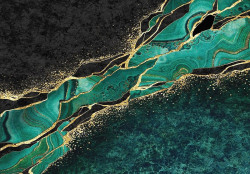 Structure marble dark green gold wall mural - 14134