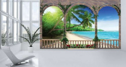 Sunny beach terrace view mural - 1078