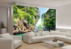 Tropical rocks above the sea waters wall mural - 137