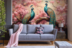 Two peacocks and flowers Wall Mural - 14722