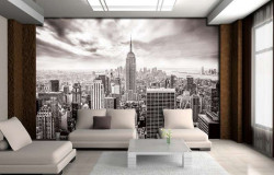 Black and white wall mural of New York city - 2318