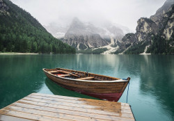 Boat on the background of the lake and mountains Wall Mural - 14585