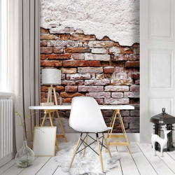 Cracked brick wall, fallen cladding decor - 10182A