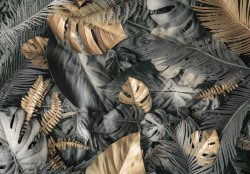 Grey and golden leaves wall mural - 13804