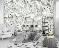 Gypsum palm leaves 3D effect wall decor -10052