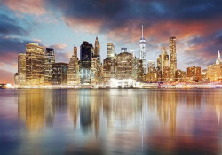 Late evening time city skyline mural - 11854