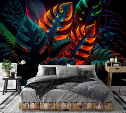 Neon Leaves Wall Mural - 14669