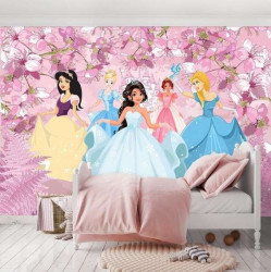 Princesses, wall mural in pink - 13236