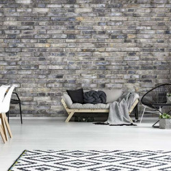 Shades of grey brick wall imitation wallpaper - 13035