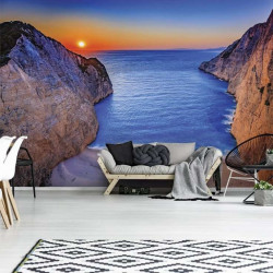 Sunset by the ocean bright colors wall mural - 13047