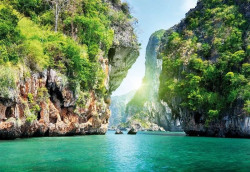 Tropical rocks above the sea waters wall mural - 137