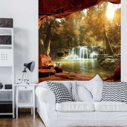 3D nature waterfalls and lake wall mural - 10261A