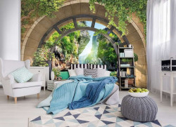 Arched walkthrough to the lake wall mural - 11552