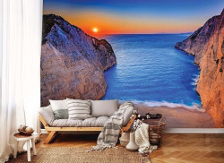 Sunset by the ocean bright colors wall mural - 13047
