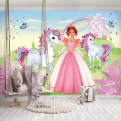 The princess and the Unicorn story wall mural - 13240