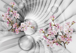 3D tunnel with flowers wall mural - 10200