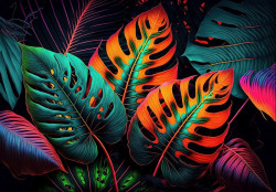 Adorable Neon Leaves Wall Mural - 14670