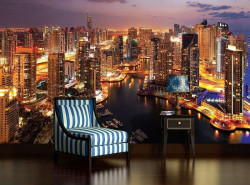 City at sunset wall mural - 1671