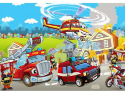 Firefighters wall mural for kids - 12549