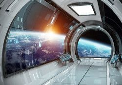 Galaxy space station Universe Earth wall mural - 14136