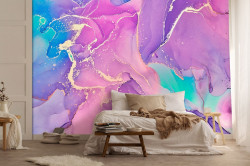 Marble immitation pink lilac gold wall mural - 14147