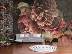 Peonies on concrete Wall Mural - 14568