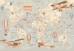 World Map Kids Retro wall mural - 14038