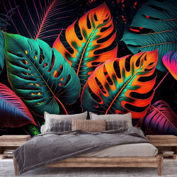 Adorable Neon Leaves Wall Mural - 14670