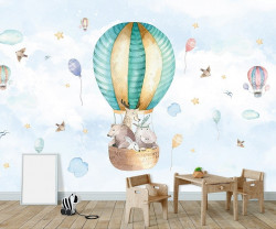 Balloon with animals, children's room wall mural - 13510