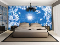Blue sky, white clouds and the sun wall mural - 2305