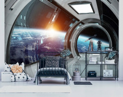 Galaxy space station Universe Earth wall mural - 14136
