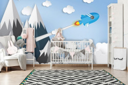 Rocket, children's room wall mural - 13608