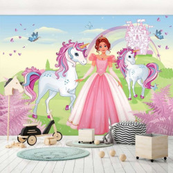 The princess and the Unicorn story wall mural - 13240