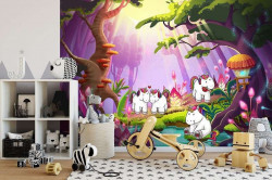 Unicorns in the forest, kid's wall mural - 11881