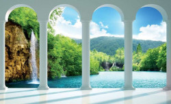 3d wall mural with lake view - 2353