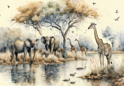 Animals in the savannah Wall Mural - 14571