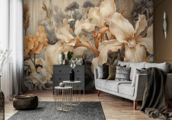 Beige Flowers Wall Mural - 14728
