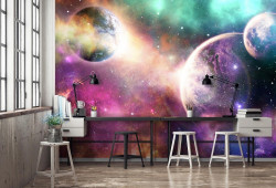 Glamorous landscape of planets and stars in the universe wall mural - 13865